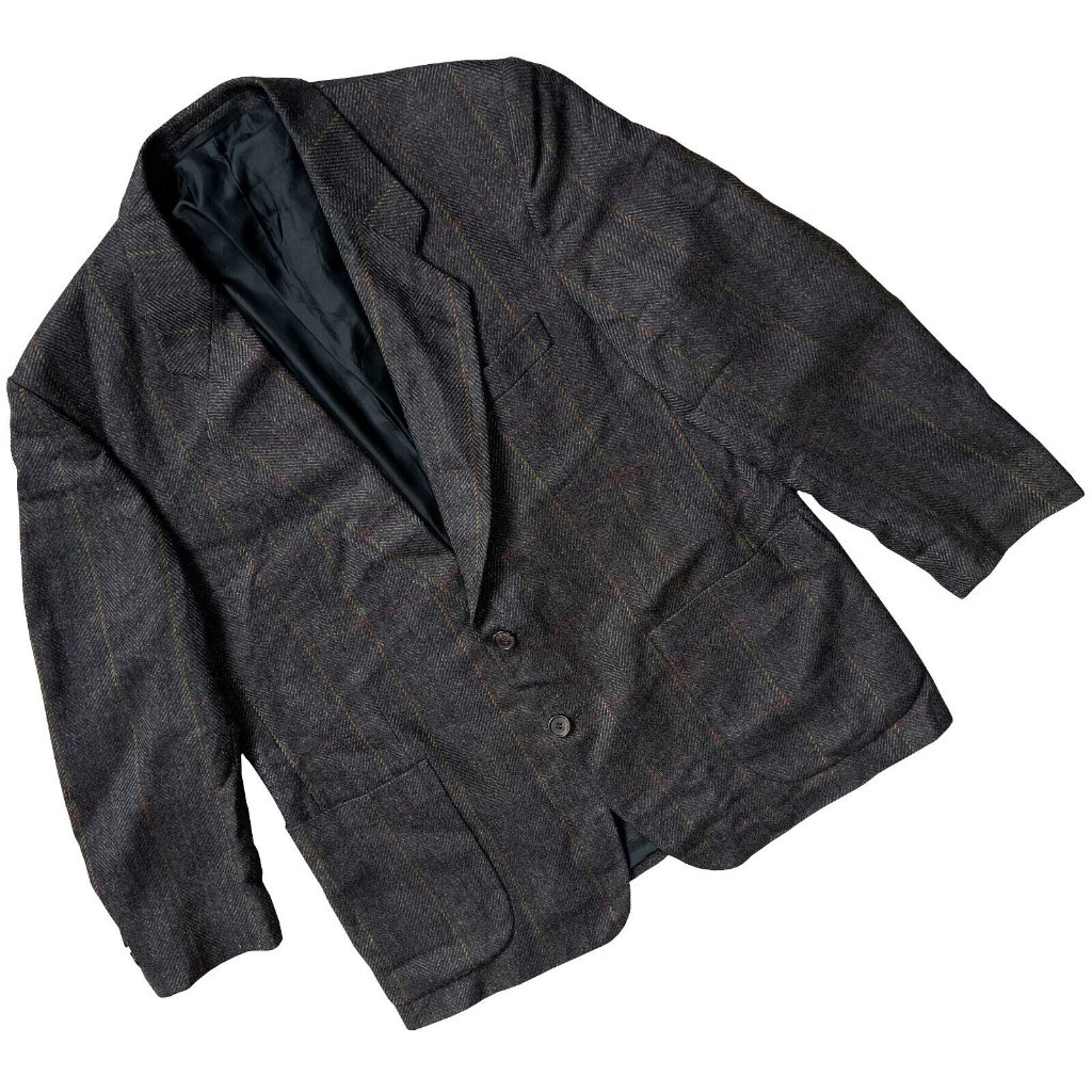 Hiller (West Germany) Windowpane Schurwolle Tweed Cutaway Blazer (Kiton) : Xl